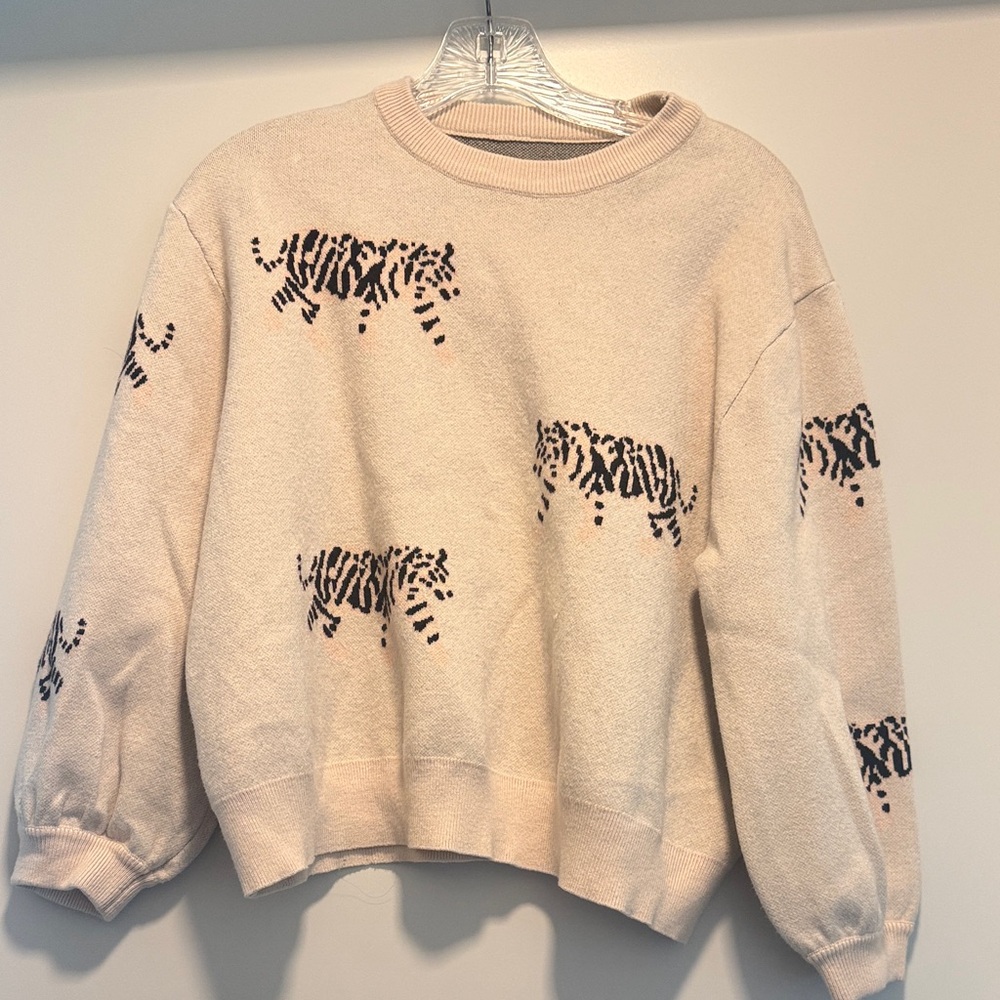 Elegant Cream Zebra Print Sweater